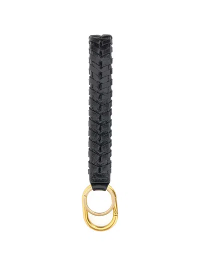 Gianni Chiarini Braided-leather Keyring In Black