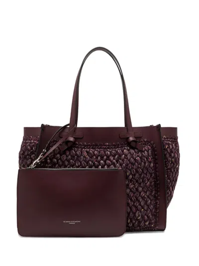 Gianni Chiarini Braided Leather Tote Bag In Red