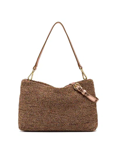 Gianni Chiarini Brenda Clutch Bag In Sponge-effect Fabric In Gold