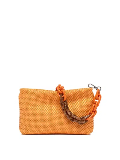Gianni Chiarini Brenda Orange Clutch Bag With Resin Chain