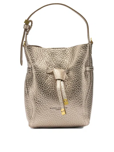 Gianni Chiarini Metallic-effect Bucket Bag In Gold