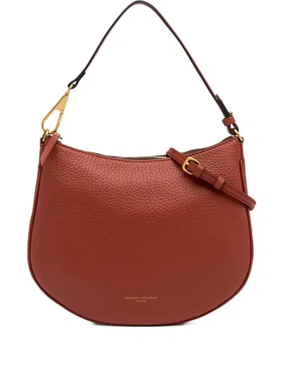 Gianni Chiarini Brooke Semi-oval Zip Shoulder Bag In Red