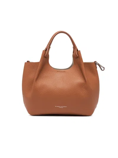 Gianni Chiarini Brown Grain Leather Maxi Dua Bag
