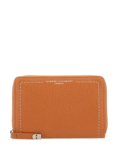Gianni Chiarini Bubble Grained-leather Wallet In Orange