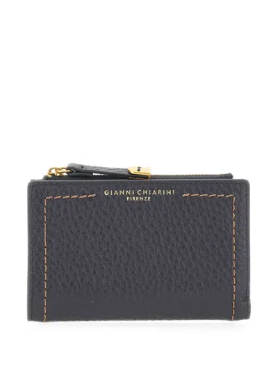 Gianni Chiarini Bubble Leather Bi-fold Wallet In Blue
