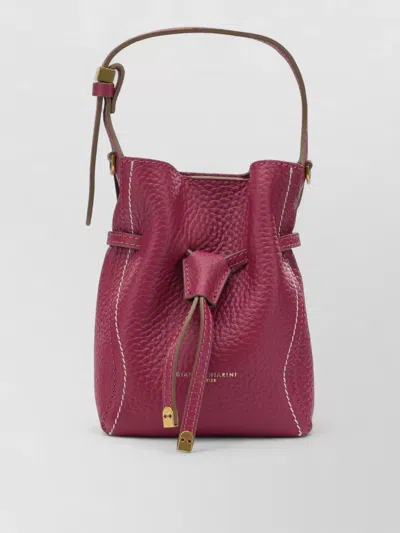 Gianni Chiarini Bucket Bag Adjustable Strap Contrast Stitching In Pink
