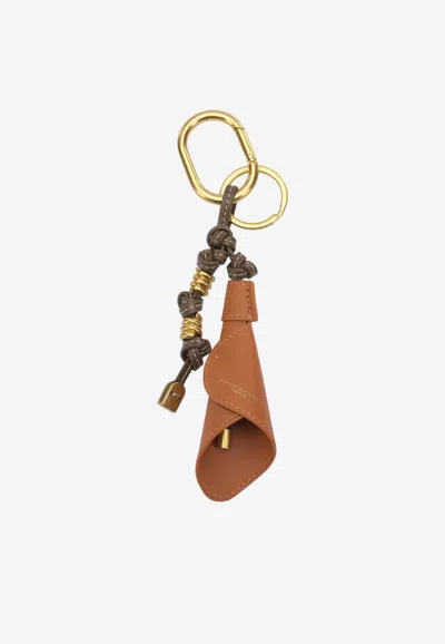 Gianni Chiarini Calla Charm Leather Keyring In Orange