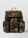 Gianni Chiarini Camouflage Backpack With Adjustable Straps And Side Zip Pockets In Brown