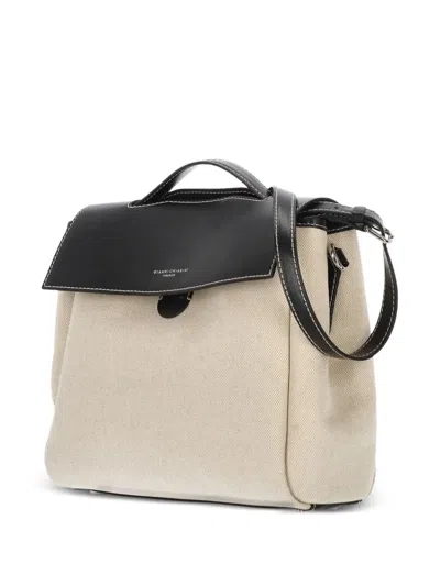 Gianni Chiarini Canvas Crossbody Bag In Beige Nero