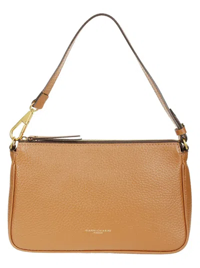 Gianni Chiarini Caramel Calf Leather Shoulder Bag In Brown
