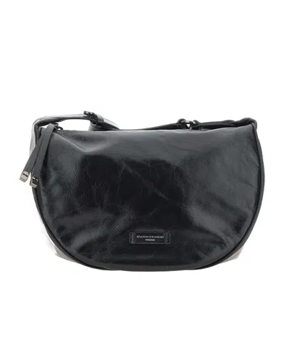Gianni Chiarini Charlotte Logo Patch Shoulder Bag In Black
