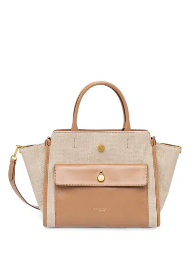 Gianni Chiarini Cher Leather-trim Canvas Tote Bag In Neutral