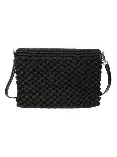Gianni Chiarini Clutch Bag With Textured Bubble Fabric In Black