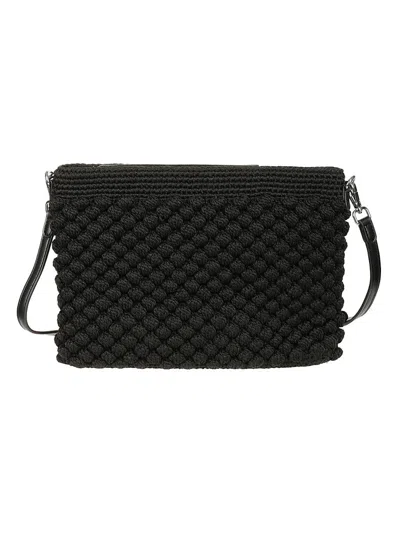 Gianni Chiarini Clutch Bag With Textured Bubble Fabric In Black