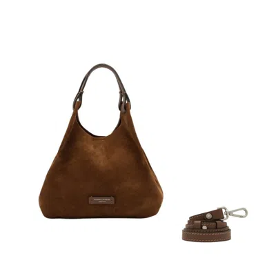 Gianni Chiarini Contemporary Soft Suede Handbag With Removable Crossbody Strap In Black