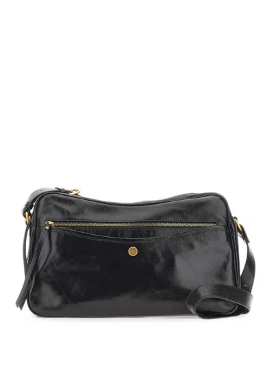 Gianni Chiarini Cora Crinkled Leather Shoulder Bag In Black