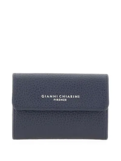 Gianni Chiarini Dollaro Hammered Leather Wallet In Black