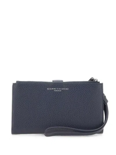 Gianni Chiarini Dollaro Pebbled Leather Wallet In Blue