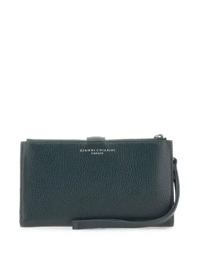 Gianni Chiarini Dollaro Pebbled Leather Wallet In Green