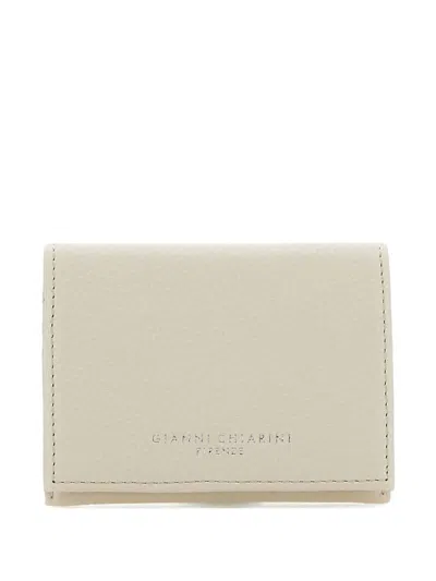 Gianni Chiarini Dollaro Pebbled Logo Card Holder In Neutral