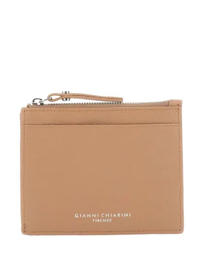 Gianni Chiarini Dollaro Pebbled Zip Leather Wallet In Brown