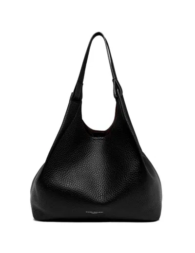 Gianni Chiarini Double Maxi Grain Leather Dua Shoulder Bag In Black