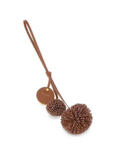 Gianni Chiarini Double Pom-pom Keyring In Brown