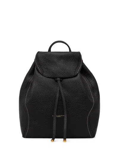 Gianni Chiarini Drawstring Leather Backpack In Black