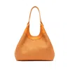 GIANNI CHIARINI DUA BAG IN ORANGE LEATHER AND STRAW