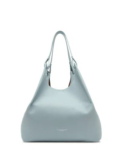 Gianni Chiarini Dua Double Handle Bag In Double Light Blue Leather In Gray