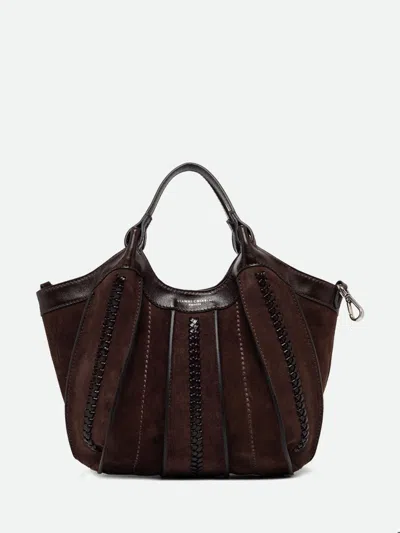 Gianni Chiarini Dua Embroidered Woven And Suede Leather Handbag In Brown