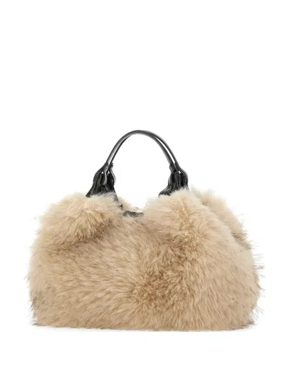Gianni Chiarini Dua Faux-fur Tote Bag In Neutral