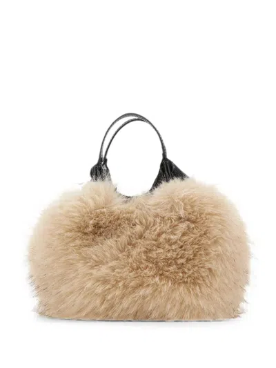 Gianni Chiarini Dua Faux-fur Tote Bag In Purple