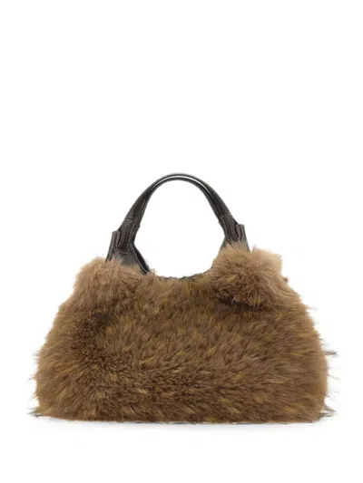 Gianni Chiarini Dua Fur-effect Tote Bag In Brown