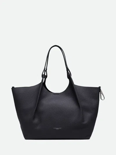 Gianni Chiarini Dua Grained Calfskin Leather Shoulder Bag In Black