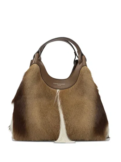 Gianni Chiarini Dua Hair-on-hide Leather Shoulder Bag In Brown