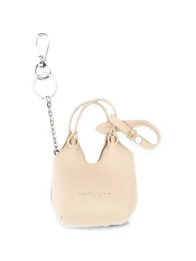 Gianni Chiarini Dua Hammered-leather Keyring In Neutral