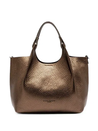 Gianni Chiarini Dua Metallic Leather Tote Bag In Brown