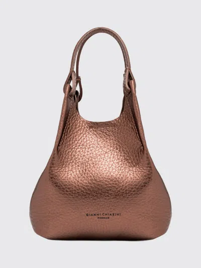 Gianni Chiarini Dua Mini Hammered Leather Handbag With Double Handle In Brown