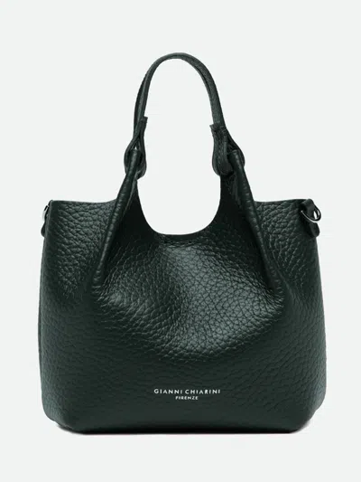Gianni Chiarini Dua Mini Hammered Leather Handbag With Double Handle In Green