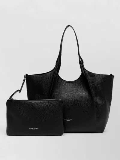 Gianni Chiarini Dua Shoulder Bag Dual Handles Leather In Black