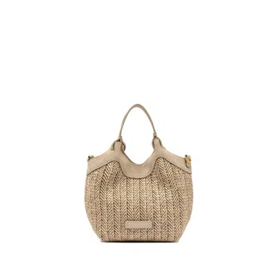 Gianni Chiarini "dua" Shoulder Bag In Woven Straw In Purple
