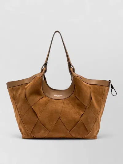 Gianni Chiarini Dua Shoulder Bag Suede Finish Dual Handles In Brown