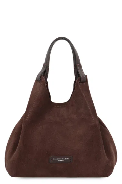 Gianni Chiarini Dua Suede Handbag In Brown