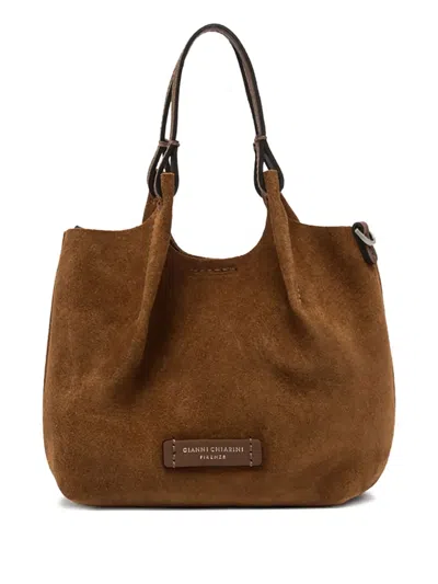 Gianni Chiarini Dua Suede-leather Shoulder Bag In Brown