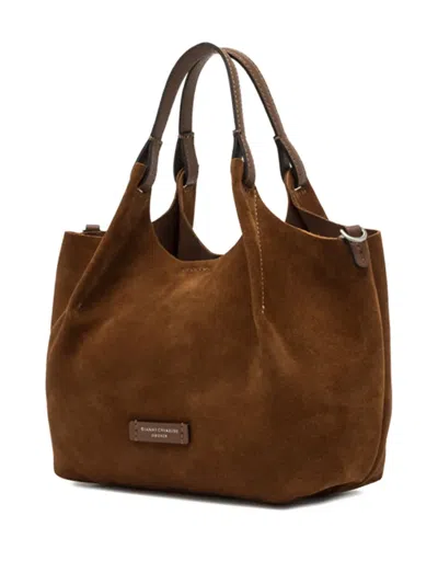 Gianni Chiarini Dua Suede-leather Tote Bag In Brown