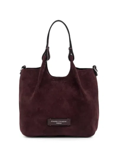 Gianni Chiarini Dua Suede Logo-patch Tote Bag In Burgundy