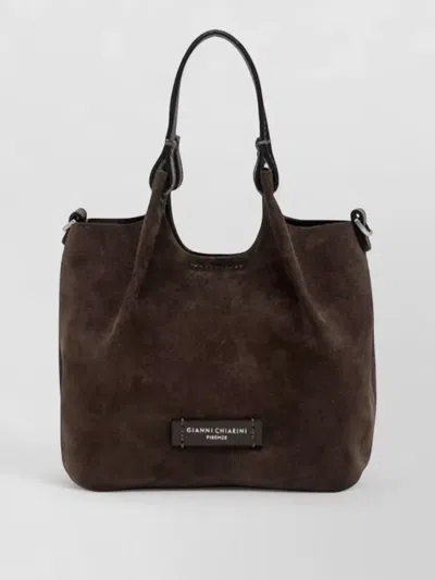 Gianni Chiarini Dua Suede Tote Top Handles Detachable Strap In Brown
