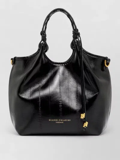 Gianni Chiarini Glossy Black Handbag With Textured Pattern