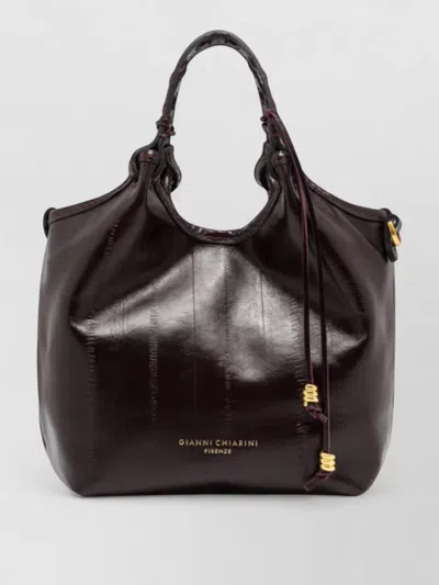 Gianni Chiarini Burgundy Handbag With Braided Handle In Brown